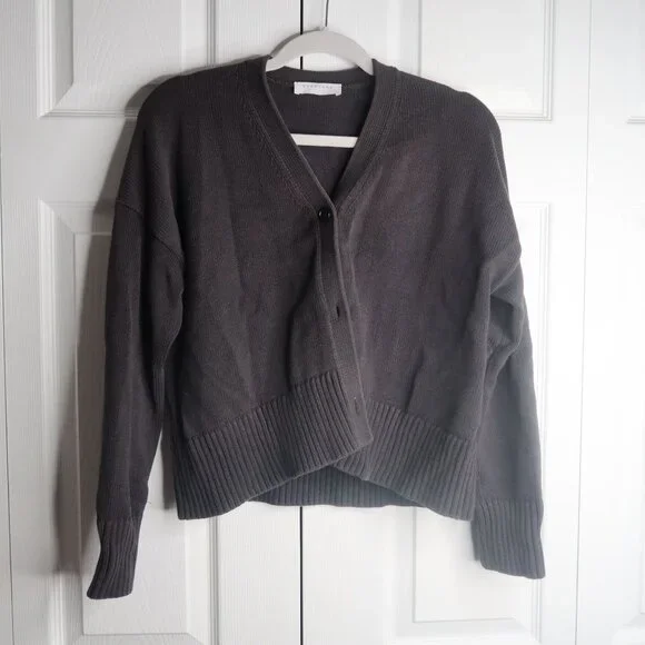 Everlane Black V-Neck Knit Crop 100% Cotton Cardigan Sweater Women's Size Small - Picture 6 of 6